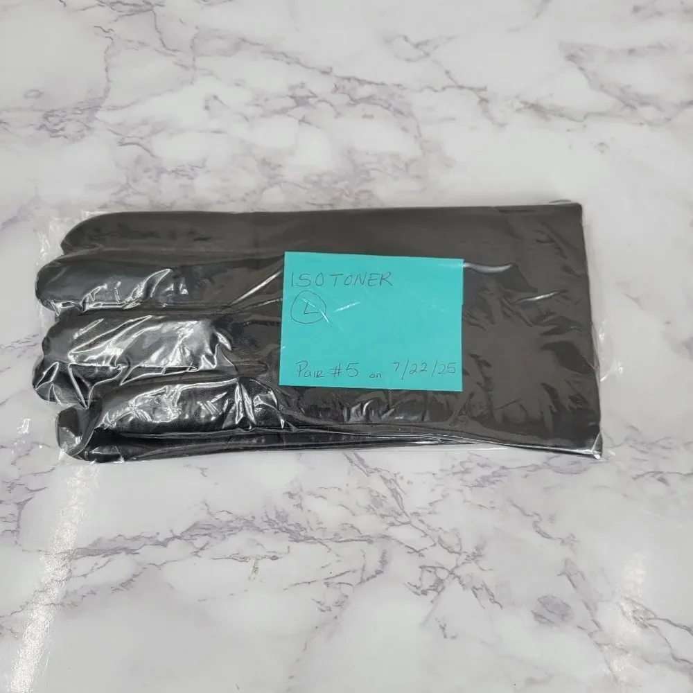 Isotoner Black Leather Driving Gloves with Knit Lining Women's Large